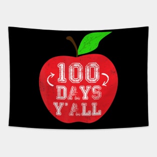 Apple 100 Days Y'all Virtual Learning Teachers Students Kids Tapestry