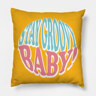 Groovy tshirt poster lettering, hippie, joy Pillow