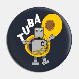 Tuba Robot White Text Pin