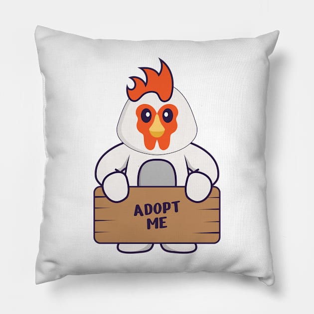 Cute chicken holding a poster Adopt me Pillow by kolega