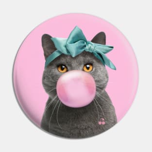 Bubble gum Cat Pin