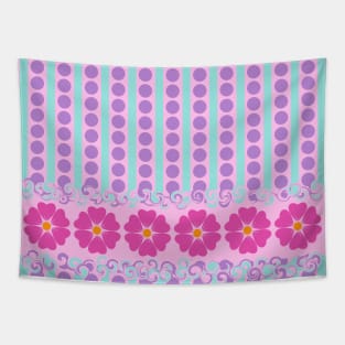 Flowers And Polka Dots Tapestry