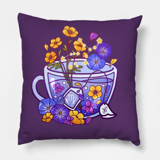 Virgo Zodiac Teacup Pillow by heysoleilart