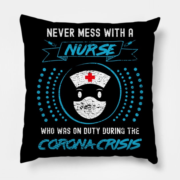 Corona Nurse in Turquoise Pillow by SM Shirts