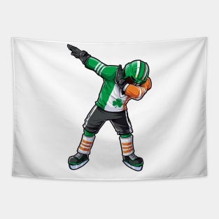 Dabbing Hockey St Patricks Day Irish Ireland Flag Men Tapestry