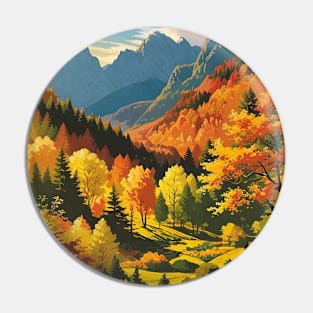 Autumn Valley with Mountains in the Background Pin