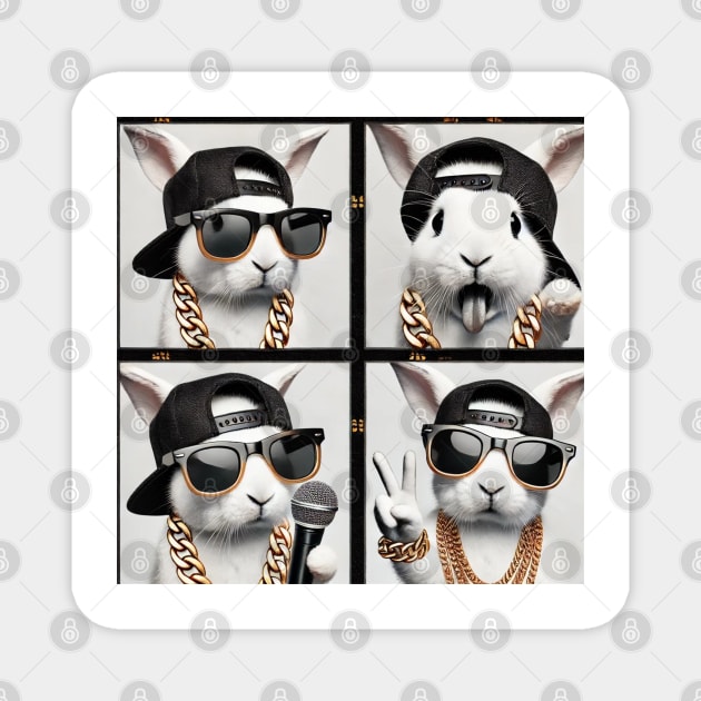 Hip-Hop Rabbit Photo Poses Photo Collage Magnet by UrbanLifeApparel