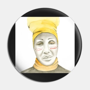 Black and White and Yellow Portrait Pin