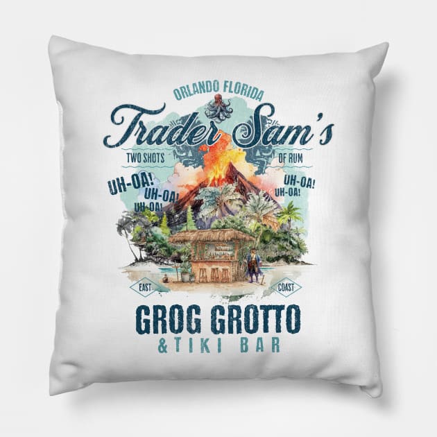 Orlando Trader Sam's Grog Grotto and Tiki Bar 2 Polynesian Resort Pillow by Joaddo