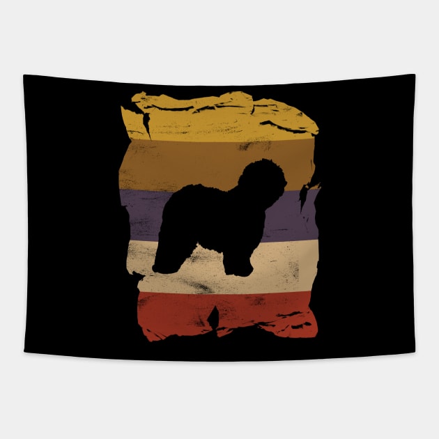 Old English Sheepdog Distressed Vintage Retro Silhouette Tapestry by DoggyStyles