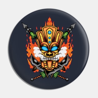 Tiki Mask Illustration 05 Pin