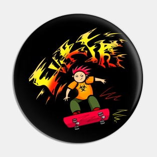 Skateboarder graffitti Pin