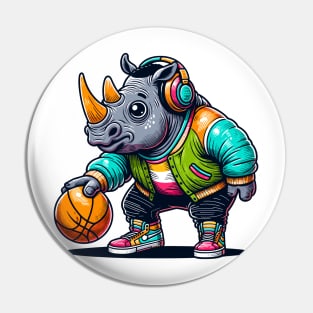 funny rhino basketball Pin