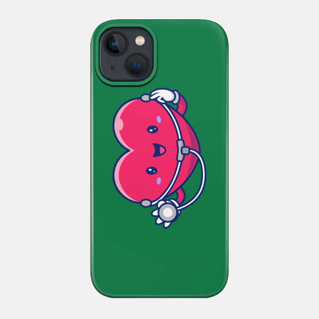 Cute Heart With Stethoscope Cartoon - Doctor - Phone Case