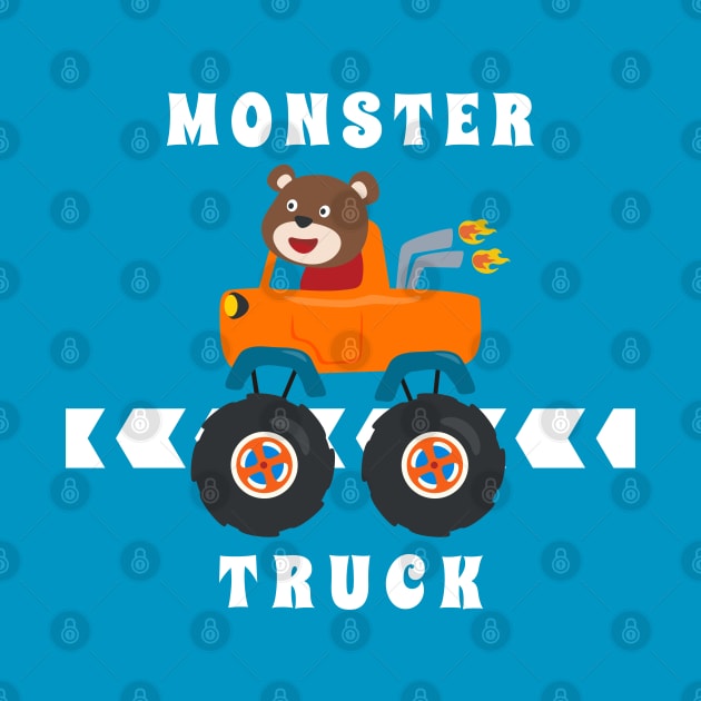 Vector illustration of monster truck with cartoon style by KIDS APPAREL