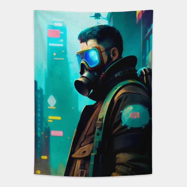 Abstract Cyberpunk Man Tapestry by Voodoo Production