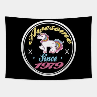 Awesome Since 1979 Funny 40th Birthday Unicorn Lover Gift Idea Tapestry