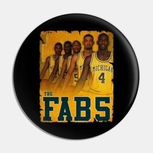 Fab Five - Vintage Design Of Basketball Pin