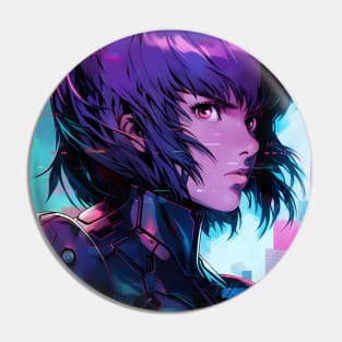 Cybernetic Journeys: Ghost in the Shell Aesthetics, Techno-Thriller Manga, and Mind-Bending Cyber Warfare Art Pin