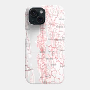Seattle red & white map Phone Case