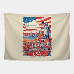 Vintage Travel USA Design Tapestry