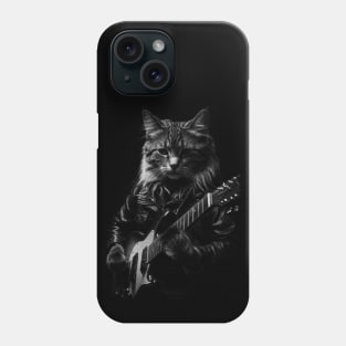 Cute Cat Rock Star Guitar Player Phone Case