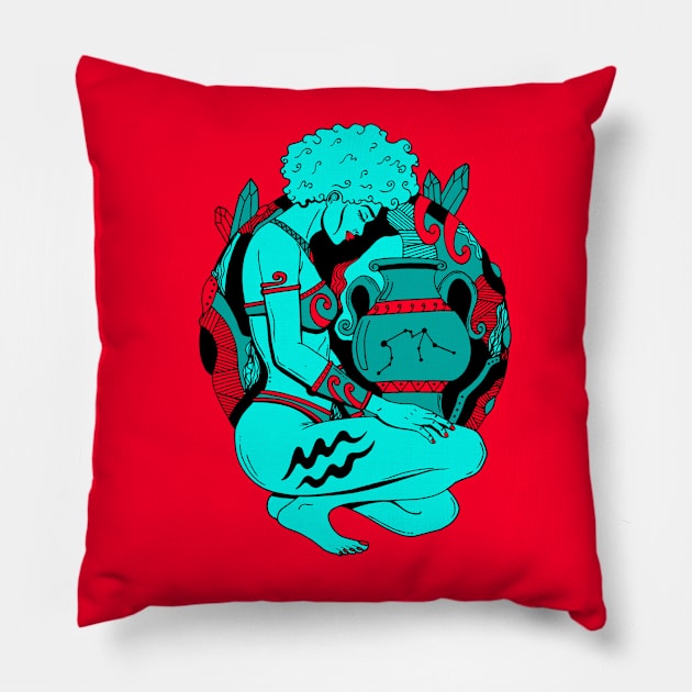 Turqred Aquarius Beauty Pillow by kenallouis