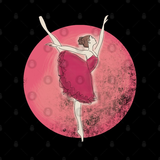 Ballet Dancer under the red moon, Water Color design by Printzeez by Lina