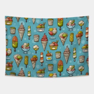 Ice Cream Summer Dessert Treat on Blue Tapestry