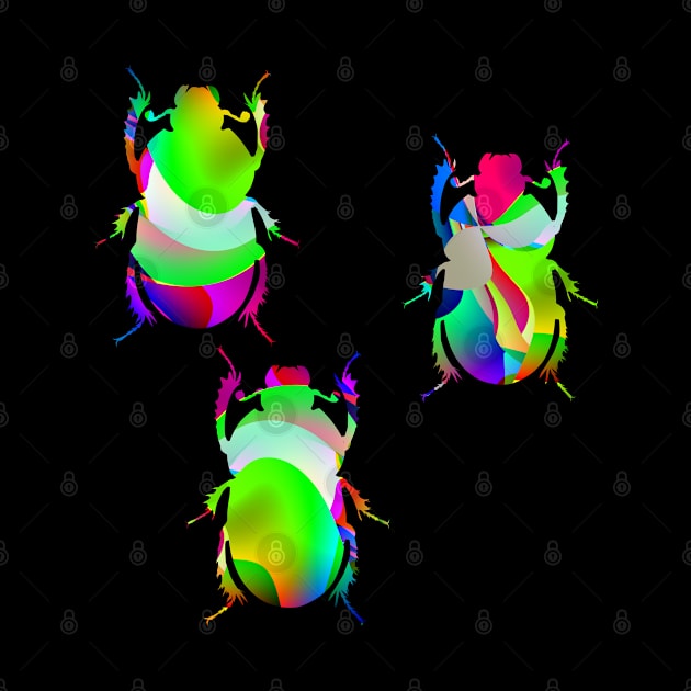 Psychedelic Beetles Silhouette Art by Mazz M