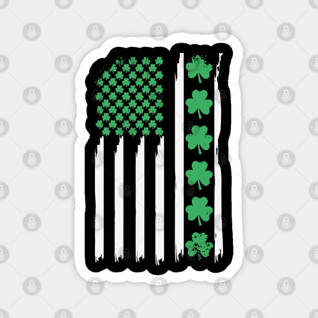 US American Flag with Shamrocks 4 St Patricks day Magnet by Shopinno Shirts