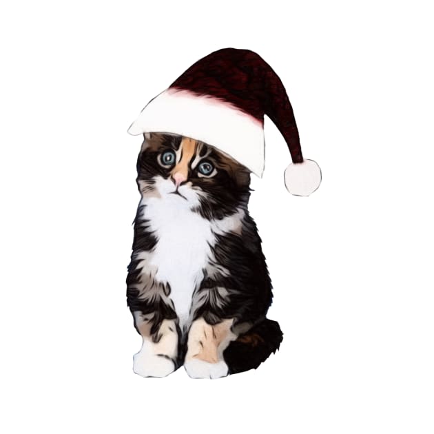 Christmas Cat In A Hat Art by NikkiBear67