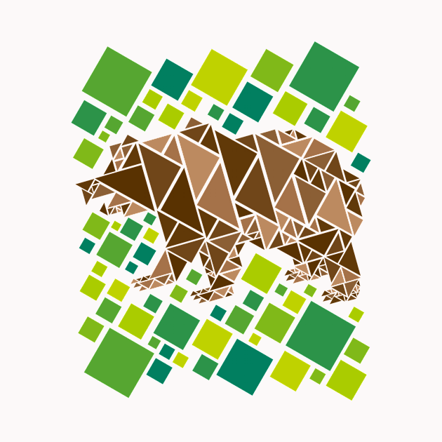 Geometric Bear Design in Shades of Brown and Green by ArtMichalS