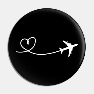 Aviation Airplane with Hearth White Design Pin