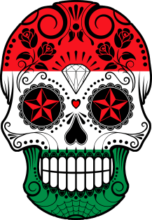 Hungarian Flag Sugar Skull with Roses Magnet