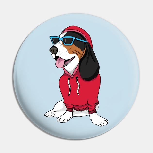 Hipster Basset Hound Pin by Megan Roy