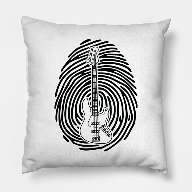 Fingerprint Bass Guitar Outline Light Theme Pillow by nightsworthy