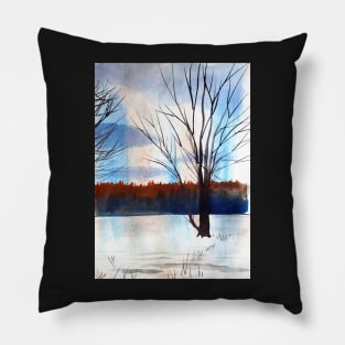 Snowy Trees Watercolor for Christmas Pillow