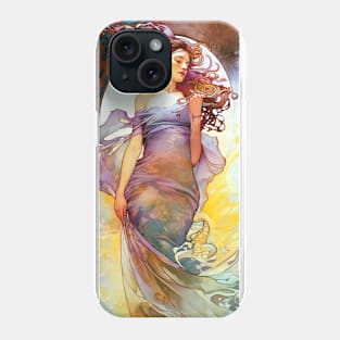 Watercolor Beauty, Vintage, Mucha, Gilded Age, Art Nouveau Phone Case