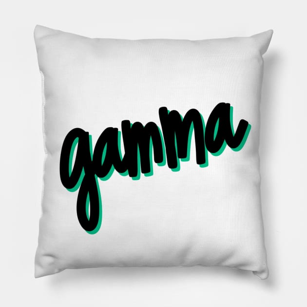 Greek Alphabet: gamma (black-green) Pillow by LetsOverThinkIt