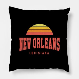 New Orleans, Louisiana - LA Retro Sunrise/Sunset Pillow