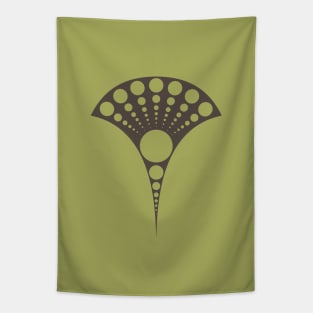 brown and lime art deco inspired fan pattern Tapestry