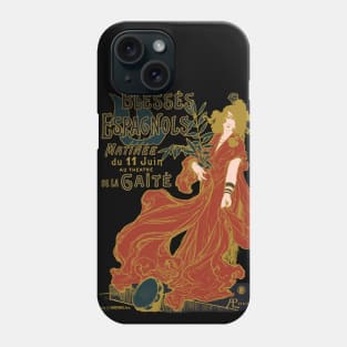 Simplified French Art Nouveau Advertising Poster, Spanish Maja Blesses Espagnols Phone Case