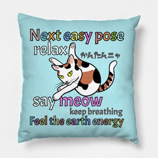 Yoga Instructor Calico Cat "Next Easy Pose" Pillow