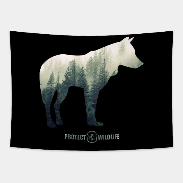 Protect Wildlife - Nature - Wolf Silhouette Tapestry by JTYDesigns