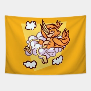 Cheerful cartoon orange bird Tapestry