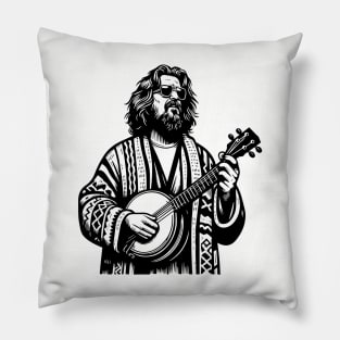 Banjo Dude Lebowski Funny Bluegrass Pillow