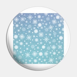 White Snowflakes Blue Design Pin