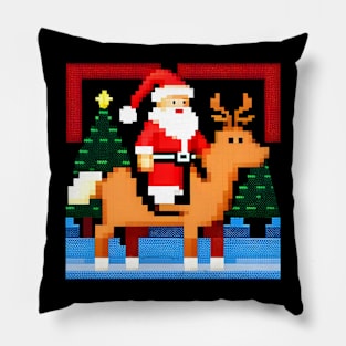 Pixel Santa Reindeer Pillow