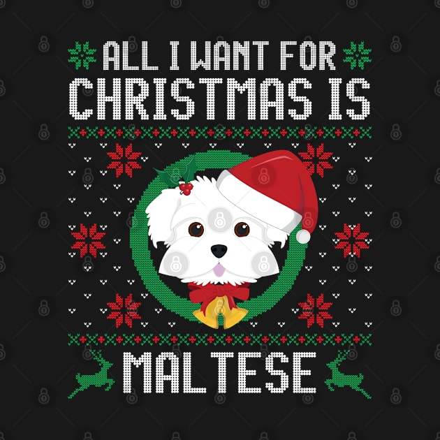 All I Want For Christmas Is Maltese Dog Funny Xmas Gift by salemstore